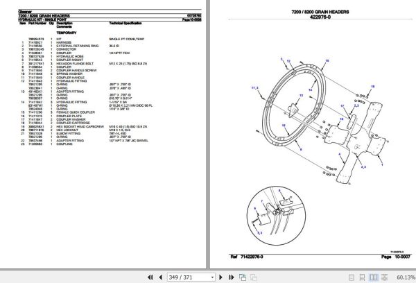 Gleaner Grain Headers 7200 8200 Parts Catalog 00728792 3
