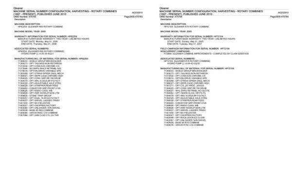 Gleaner Harvesting Rotary Combines Parts Document AG332910 3