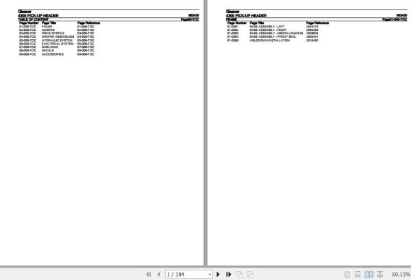 Gleaner Pick Up Header 4300 Parts Catalog 652435 1