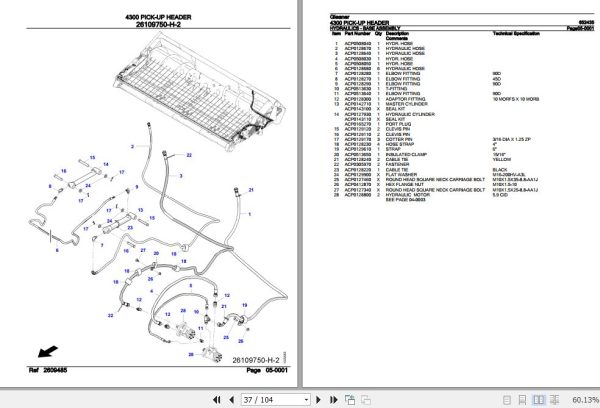 Gleaner Pick Up Header 4300 Parts Catalog 652435 2