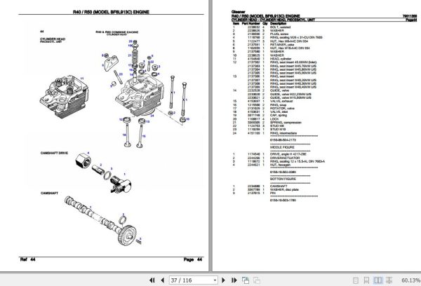 Gleaner R40 R50 BF6L913C Engine Parts Catalog 79011358