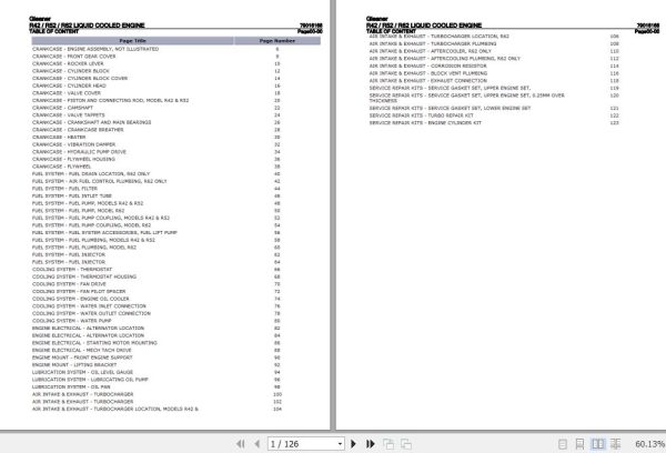 Gleaner R42 R52 R62 Liquid Cooled Engine Parts Catalog 79016168 1