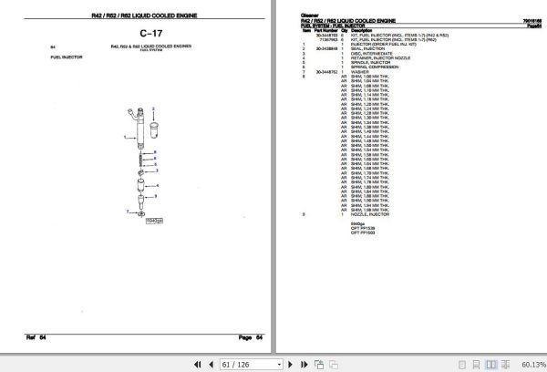 Gleaner R42 R52 R62 Liquid Cooled Engine Parts Catalog 79016168 2