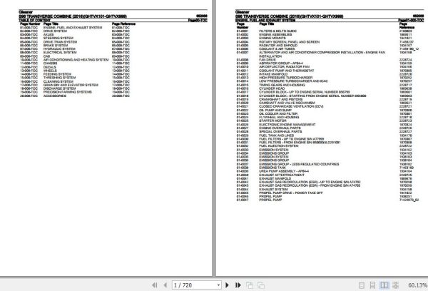 Gleaner Transverse Combine S96 Parts Catalog 652056 1