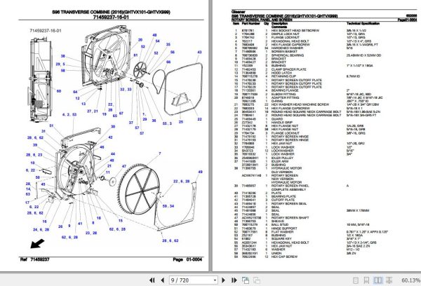 Gleaner Transverse Combine S96 Parts Catalog 652056 2