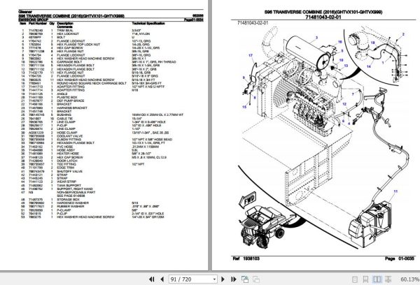 Gleaner Transverse Combine S96 Parts Catalog 652056 3