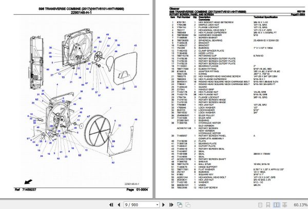 Gleaner Transverse Combine S96 Parts Catalog 652139 2