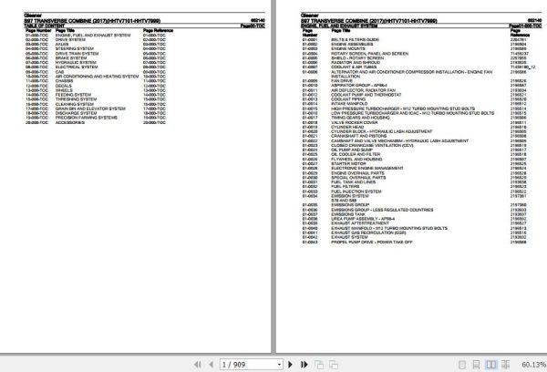 Gleaner Transverse Combine S97 Parts Catalog 652140 1