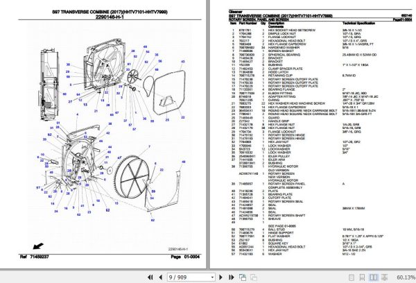 Gleaner Transverse Combine S97 Parts Catalog 652140 2