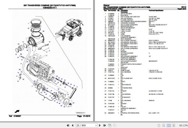 Gleaner Transverse Combine S97 Parts Catalog 652140 3