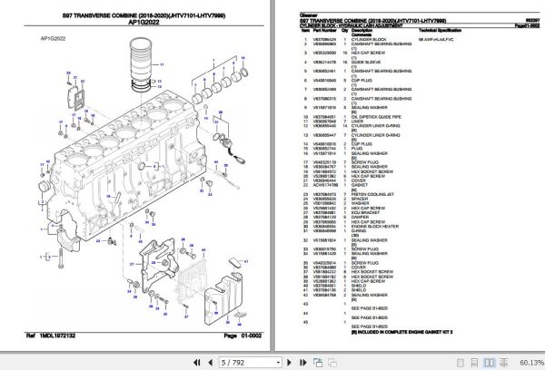 Gleaner Transverse Combine S97 Parts Catalog 652297 2