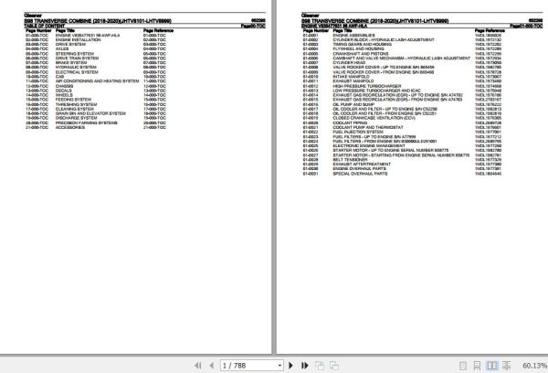Gleaner Transverse Combine S98 Parts Catalog 652298 1
