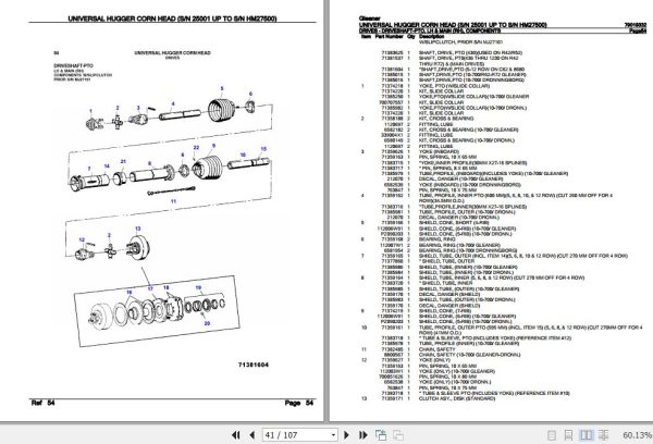 Gleaner Universal Hugger Corn Head Parts Catalog 79019332 3