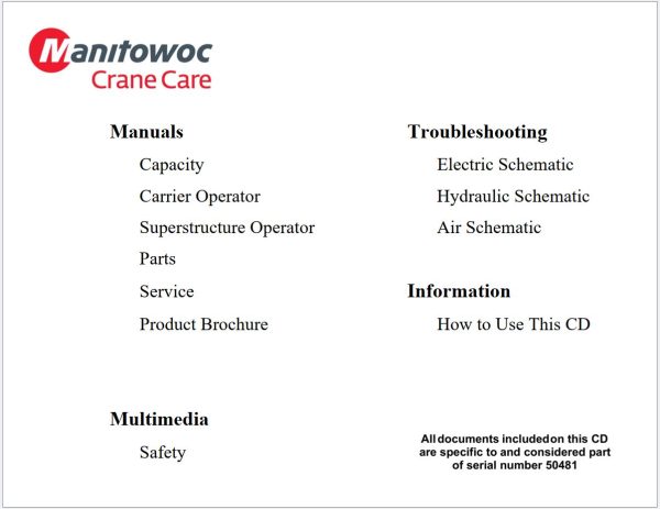Grove Crane AT1100 Training Manuals and Schematics 1