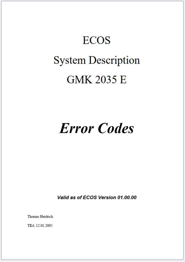 Grove Crane GMK2035E Hydraulic Circuit Wiring Diagrams and Error Codes 2