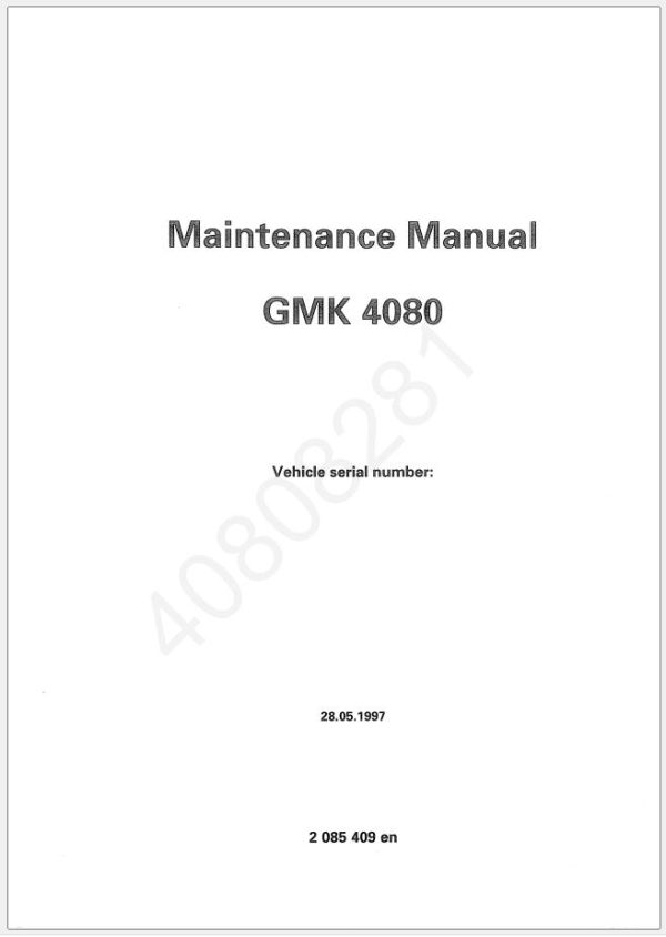 Grove Crane GMK4080 1998 Operators Parts Manual and Diagrams 1