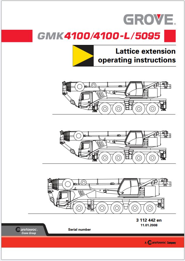 Grove Crane GMK4100L Operation Maintenance Manuals and Load Charts 1
