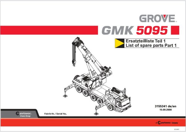 Grove Crane GMK5095 Circuit Wiring Diagrams and Parts List 1
