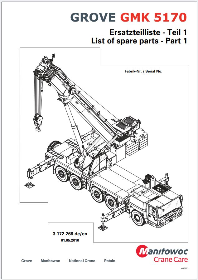 Grove Crane GMK5170 Maintenance Parts Manuals and Schematics 1