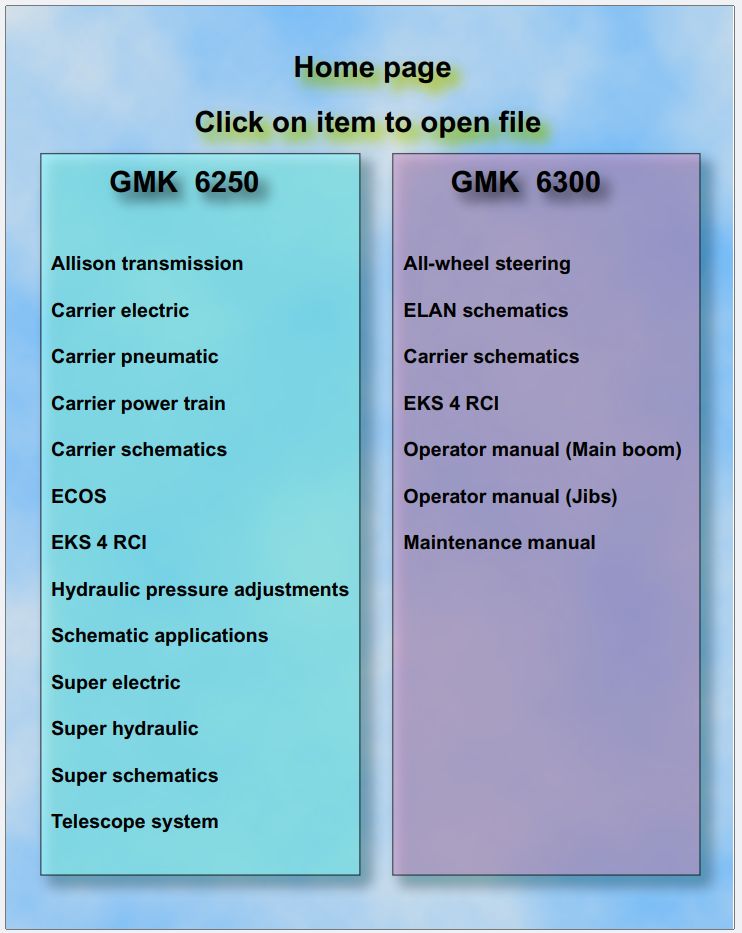 Grove Crane GMK6250 GMK6300 Training Manuals and Schematics 1