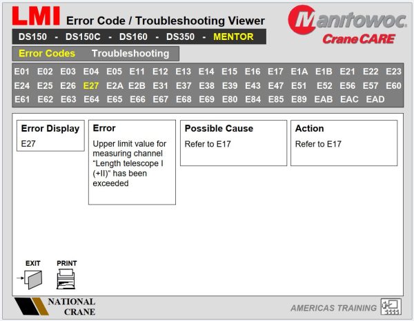 Grove Crane LMI Error Code Troubleshooting Viewer 3