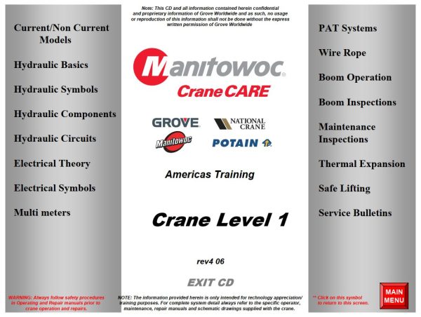 Grove Crane Level 1 Training Manuals and Schematics 1