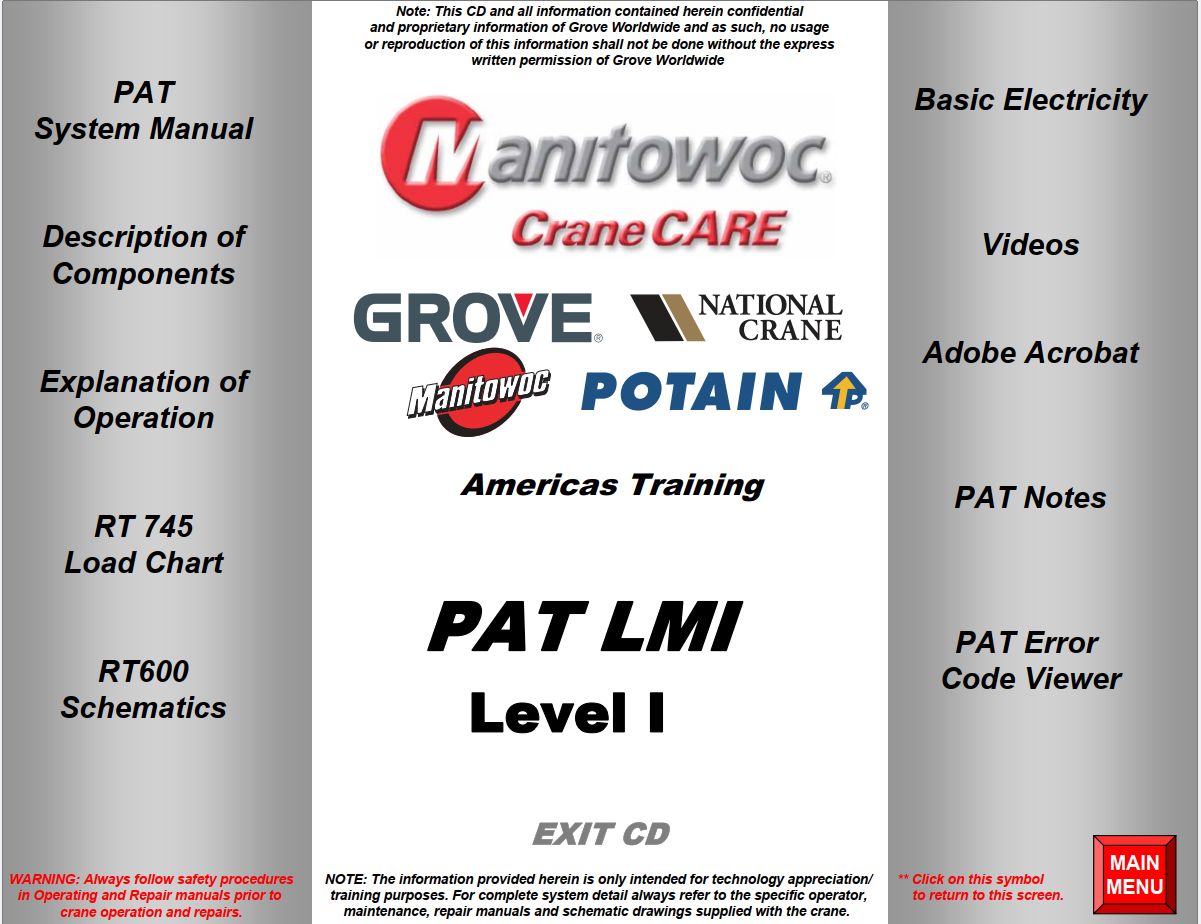 Grove Crane PAT LMI Level I Training Manuals and Schematics 1