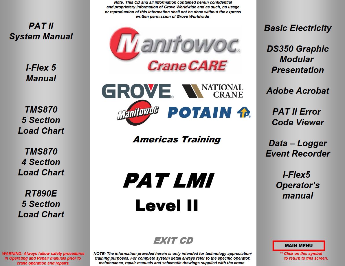 Grove Crane PAT LMI Level II Training Manuals and Schematics 1