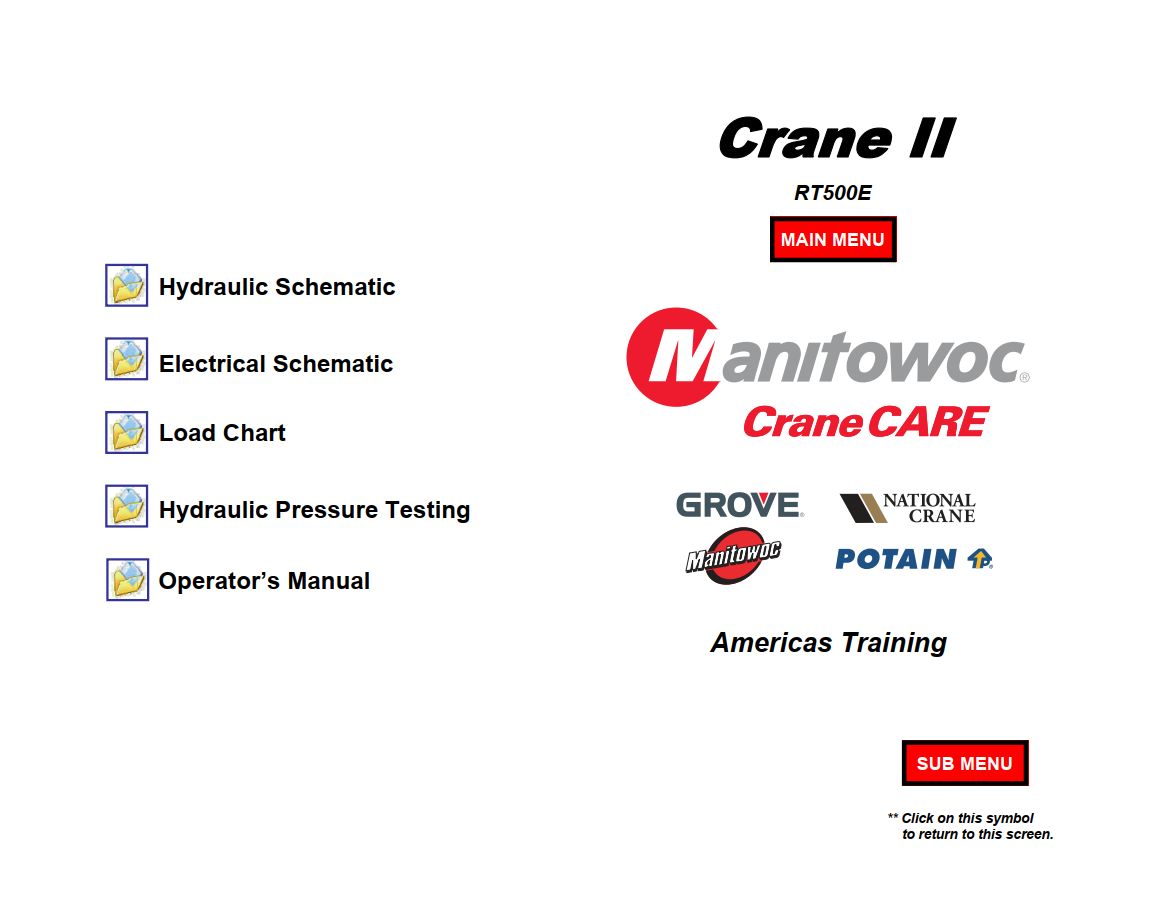 Grove Crane RT500E Training Manuals and Schematics 1