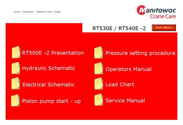 Grove Crane RT530 2 RT540E 2 Training Manuals and Schematics 1