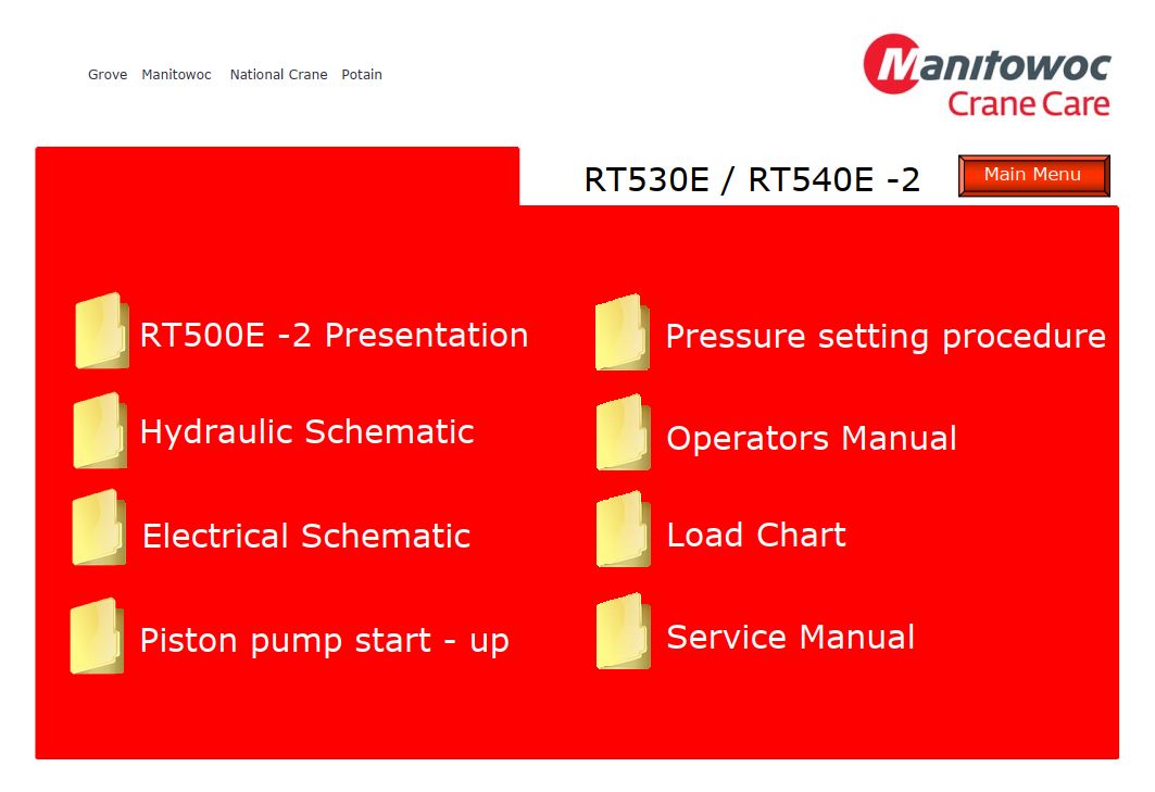 Grove Crane RT530 2 RT540E 2 Training Manuals and Schematics 1