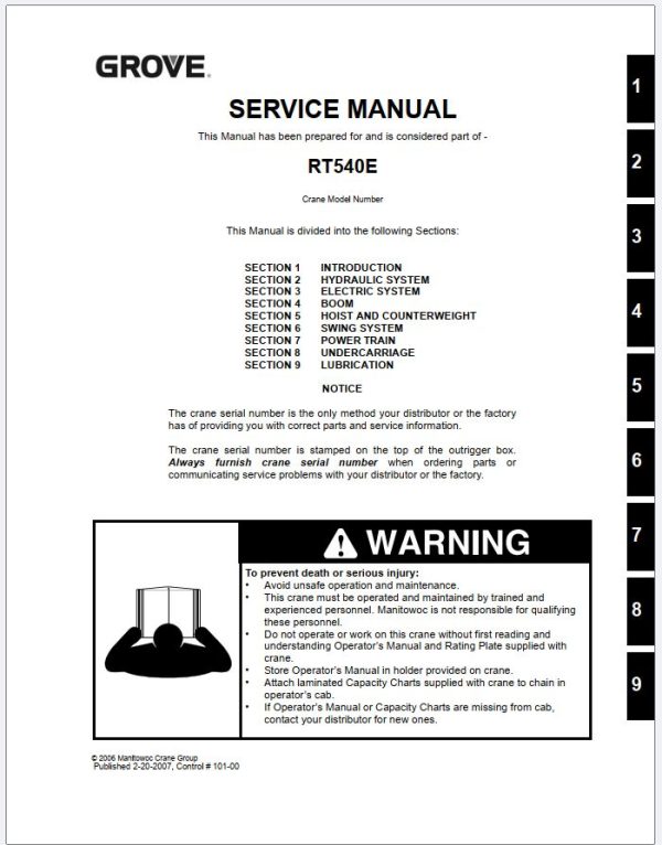 Grove Crane RT530 2 RT540E 2 Training Manuals and Schematics 2