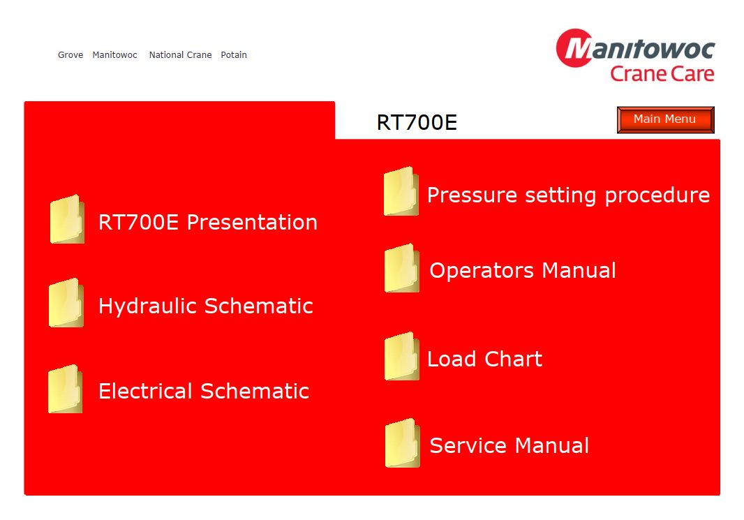 Grove Crane RT700E Training Manuals and Schematics 1