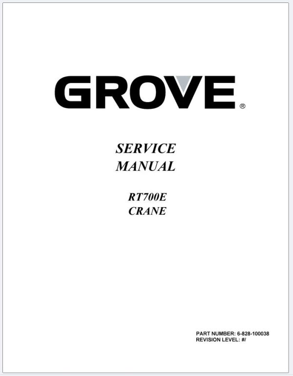 Grove Crane RT700E Training Manuals and Schematics 2
