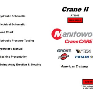Grove Crane RT800E Training Manuals and Schematics 1