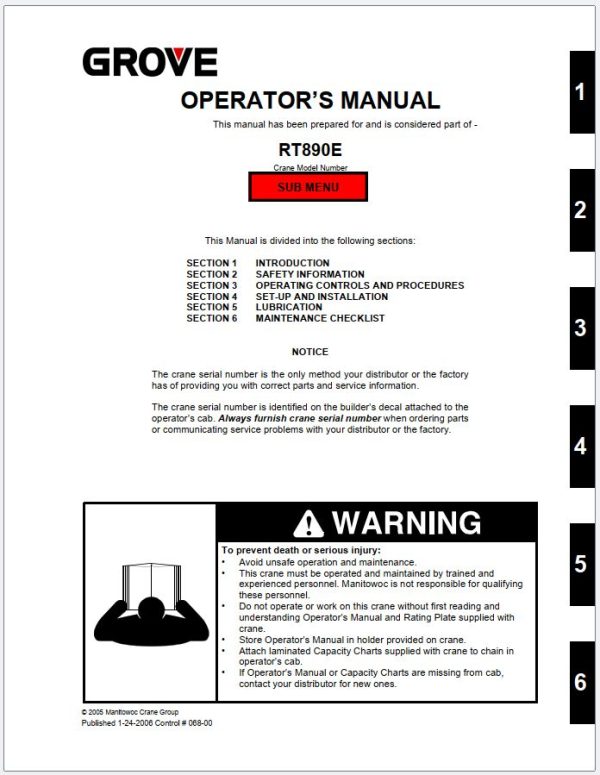 Grove Crane RT800E Training Manuals and Schematics 2