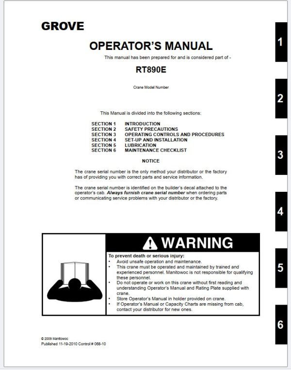 Grove Crane RT890E Training Manuals and Schematics 3