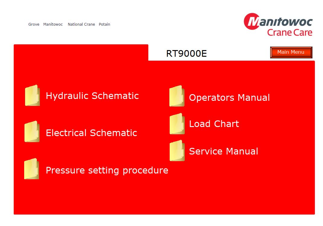 Grove Crane RT9000E Training Manuals and Schematics 1