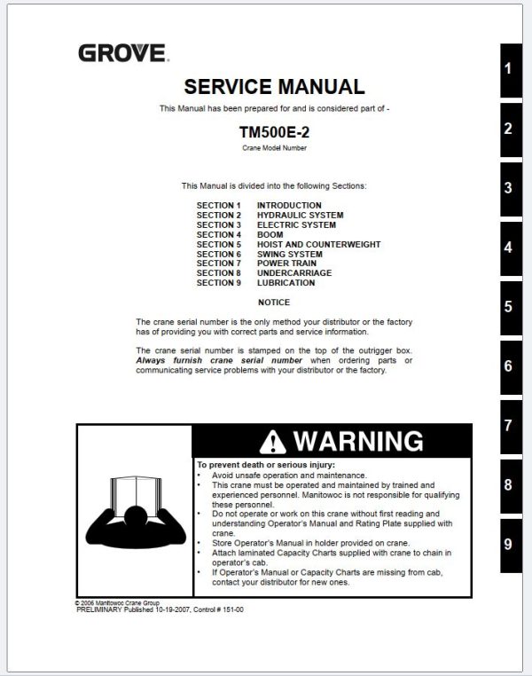 Grove Crane TM500E 2 Training Manuals and Schematics 2