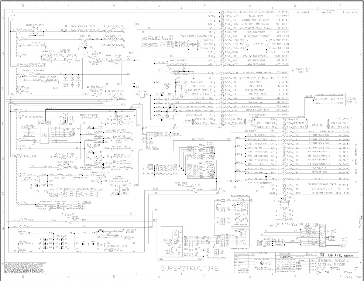 Grove Crane TMS700E10 Electrical Schematics 1