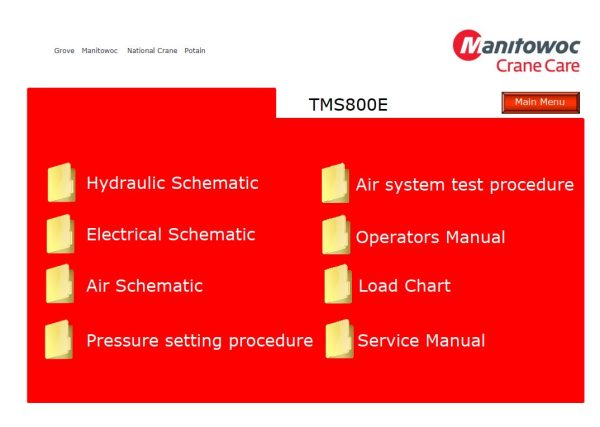 Grove Crane TMS800E Training Manuals and Schematics 1