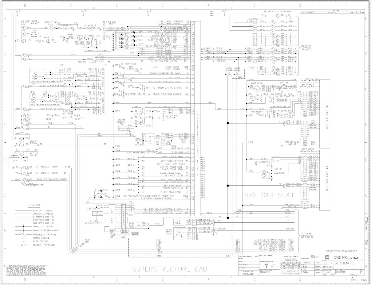 Grove Crane TMS800E07 Electrical Schematics 1