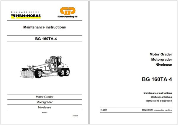 HBM Nobas Motor Grader BG160T 4 Operators and Maintenance Manual 1