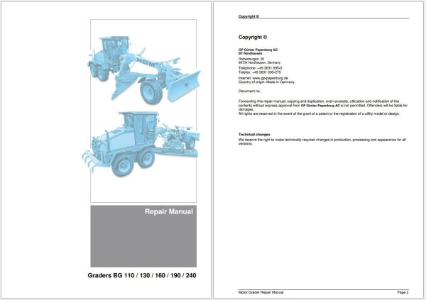 HBM Nobas Motor Grader BG160T 4 Repair Manual and Schematic 1