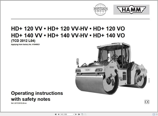 Hamm Roller HD 120 140 H184 Service Operators Manual Diagrams 2
