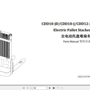 Hangcha Electric Pallet Stacker CDD10 JD CDD10 J CDD12 J Parts Manual 1