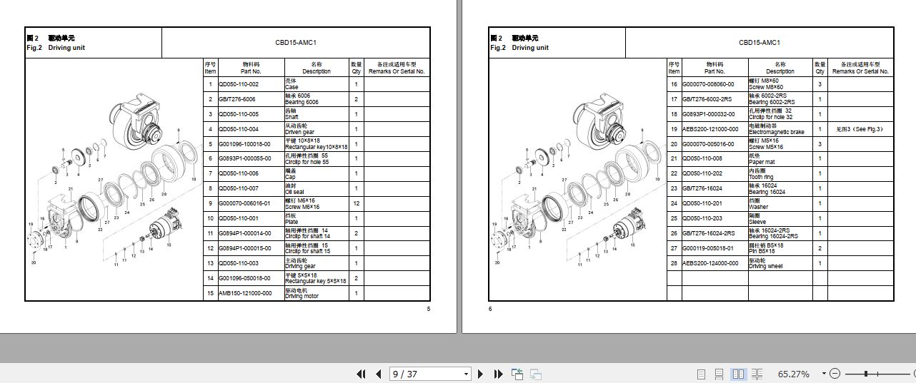 Hangcha Electric Pallet Truck CBD15 AMC1 Parts Catalog 2016 2