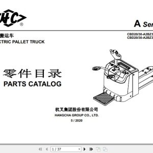 Hangcha Electric Pallet Truck CBD20 A2BZ3S to CBD30 A2BZ3S I Parts Catalog 2020 1