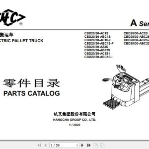 Hangcha Electric Pallet Truck CBD20 AC1S to CBD30 ABC2S I Parts Catalog 01.2022 1