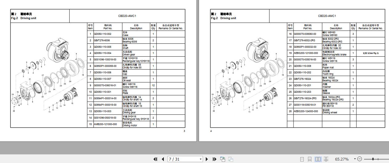 Hangcha Electric Pallet Truck CBD20 AMC1 Parts Catalog 2018 2